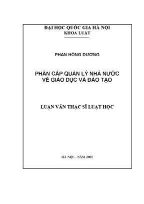 Phân Cấp Quản Lý Nhà Nước Về Giáo Dục Và Đào Tạo Tại