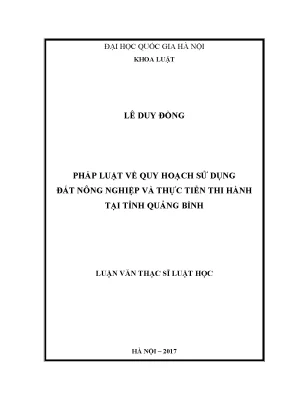 Quy Hoạch Sử Dụng Đất Nông Nghiệp Tại Quảng Bình: Thực