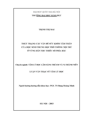 Thực trạng sức khỏe tâm thần học sinh nội trú vùng dân 