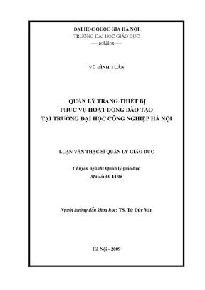 Quản lý thiết bị đào tạo tại Đại học Công nghiệp Hà Nội