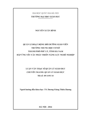 Quản lý hoạt động bồi dưỡng giáo viên tại trường trung