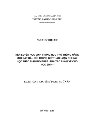 Rèn Luyện Năng Lực Đặt Câu Hỏi Cho Học Sinh THPT Trong