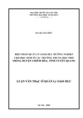Quản lý giáo dục hướng nghiệp cho học sinh THPT huyện