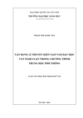 Vận Dụng Lí Thuyết Kiến Tạo Trong Dạy Học Văn Nghị Luận