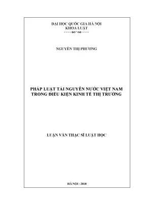 Pháp Luật Tài Nguyên Nước Việt Nam Trong Kinh Tế Thị Trường