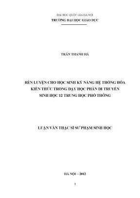 Rèn Luyện Kỹ Năng Hệ Thống Hóa Kiến Thức Trong Dạy Học