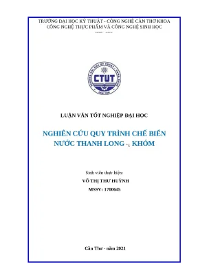 Nghiên cứu quy trình chế biến nước thanh long và khóm