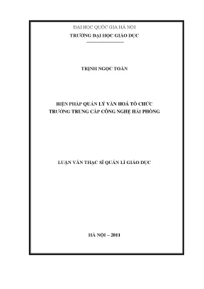 Biện Pháp Quản Lý Văn Hóa Tổ Chức Tại Trường Trung Cấp