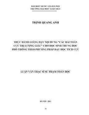 Giảng Dạy Các Bài Toán Cực Trị Lượng Giác Cho Học Sinh