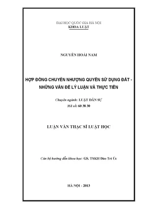 Hợp đồng chuyển nhượng quyền sử dụng đất: Vấn đề lý luận