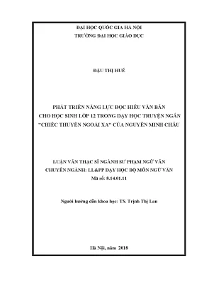 Phát Triển Năng Lực Đọc Hiểu Văn Bản Cho Học Sinh Lớp 12