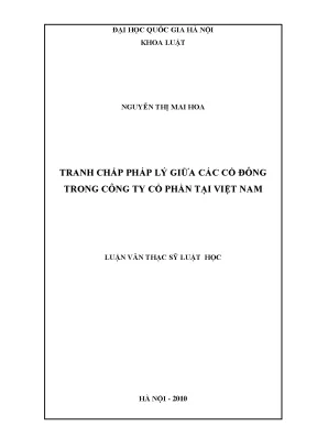Giải Quyết Tranh Chấp Pháp Lý Giữa Các Cổ Đông Trong
