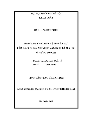 Bảo vệ quyền lợi lao động nữ Việt Nam khi làm việc ở