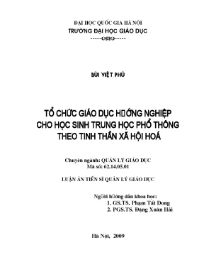 Tổ Chức Giáo Dục Hướng Nghiệp Cho Học Sinh THPT Theo