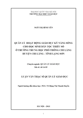 Quản lý giáo dục kỹ năng sống cho học sinh dân tộc thiểu
