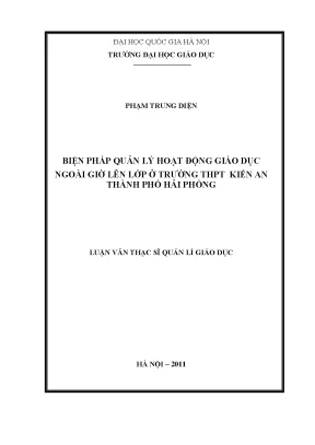 Quản lý hoạt động giáo dục ngoài giờ tại trường THPT