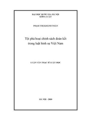 Tội Phá Hoại Chính Sách Đoàn Kết Trong Luật Hình Sự Việt Nam