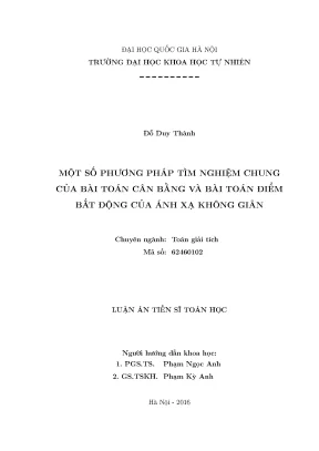 Phương Pháp Tìm Nghiệm Chung Trong Bài Toán Cân Bằng Và