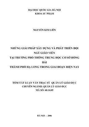 Giải pháp phát triển đội ngũ giáo viên tại trường THCS