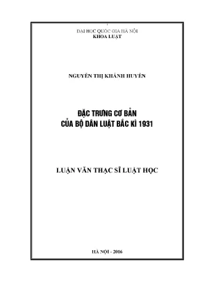 Đặc Trưng Cơ Bản Bộ Dân Luật Bắc Kỳ 1931