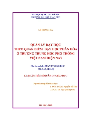 Quản Lý Dạy Học Phân Hóa Ở Trường Trung Học Phổ Thông