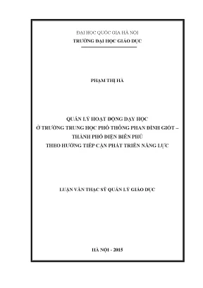 Quản lý hoạt động dạy học tại trường THPT Phan Đình Giót