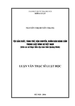 Nghiên cứu tội sản xuất, tàng trữ, vận chuyển hàng cấm