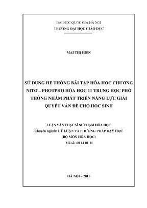 Phát Triển Năng Lực Giải Quyết Vấn Đề Qua Bài Tập Hóa