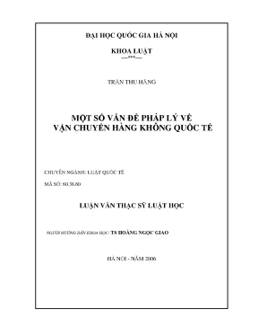 Vấn Đề Pháp Lý Trong Vận Chuyển Hàng Không Quốc Tế