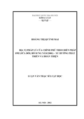 Địa Vị Pháp Lý Của Chính Phủ Theo Hiến Pháp 1992: Phát