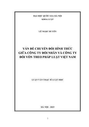 Chuyển Đổi Hình Thức Công Ty Đối Nhân và Đối Vốn Theo
