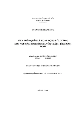 Biện Pháp Quản Lý Hoạt Động Bồi Dưỡng Cán Bộ Đoàn Tỉnh