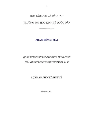 Quản Lý Tài Sản Trong Các Công Ty Cổ Phần Ngành Xây Dựng