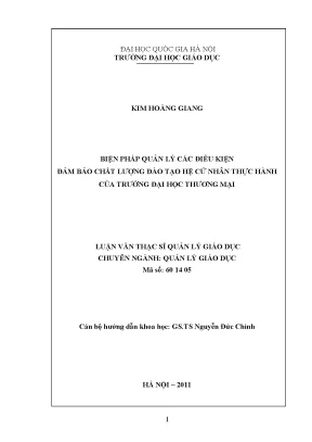 Quản lý chất lượng đào tạo cử nhân thực hành tại Đại học