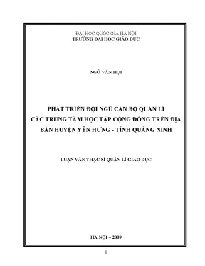 Phát Triển Đội Ngũ Cán Bộ Quản Lý Trung Tâm Học Tập Cộng