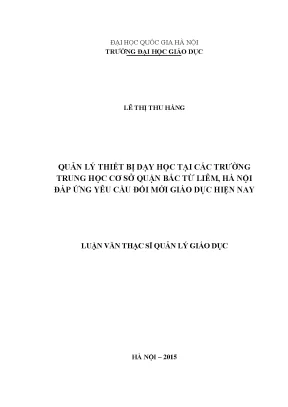 Quản Lý Thiết Bị Dạy Học Tại Trường Trung Học Cơ Sở Quận