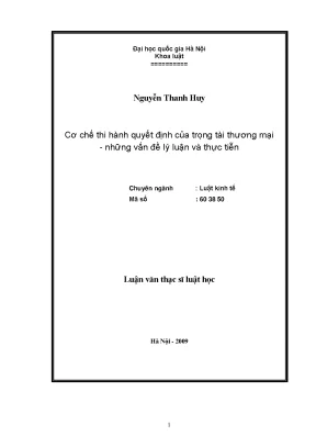 Cơ Chế Thi Hành Quyết Định Trọng Tài Thương Mại: Lý Luận