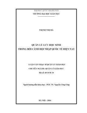 Quản Lý Lưu Học Sinh Việt Nam Trong Bối Cảnh Hội Nhập