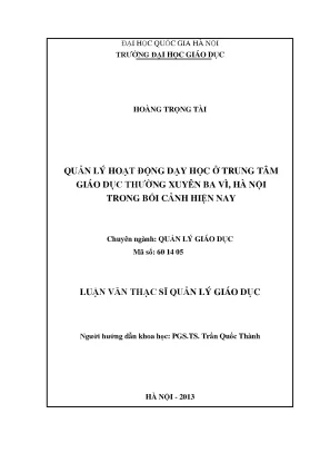 Quản Lý Hoạt Động Dạy Học Tại Trung Tâm Giáo Dục Thường
