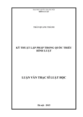 Kỹ Thuật Lập Pháp Trong Quốc Triều Hình Luật: Di Sản Văn