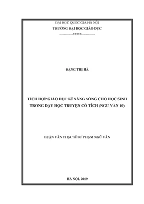 Tích Hợp Giáo Dục Kỹ Năng Sống Trong Dạy Học Truyện Cổ