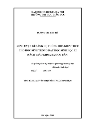 Rèn Luyện Kỹ Năng Hệ Thống Hóa Kiến Thức Trong Dạy Học