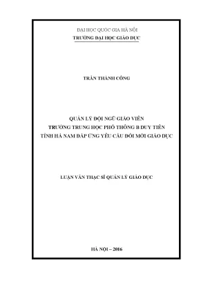 Quản lý đội ngũ giáo viên tại trường THPT B huyện Duy