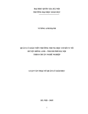 Quản Lý Giáo Viên Trường THCS Uy Nỗ Theo Chuẩn Nghề Nghiệp