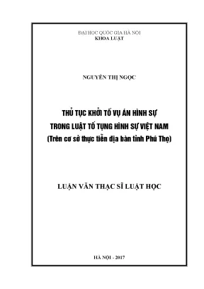 Thủ Tục Khởi Tố Vụ Án Hình Sự Trong Luật Tố Tụng Hình Sự