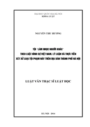 Nghiên cứu tội làm nhục người khác theo luật hình sự