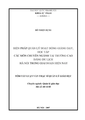 Biện Pháp Quản Lý Hoạt Động Giảng Dạy Tại Trường Cao