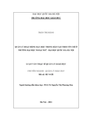 Quản Lý Hoạt Động Dạy Học Theo Tín Chỉ Tại Trường Đại