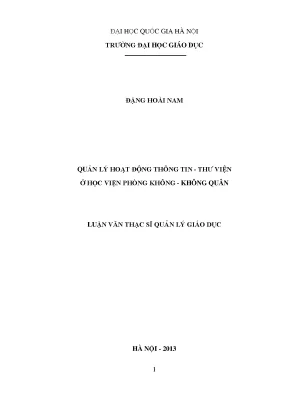 Quản lý hoạt động thông tin thư viện tại Học viện Phòng