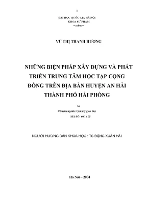 Phát Triển Trung Tâm Học Tập Cộng Đồng Tại An Hải, Hải Phòng